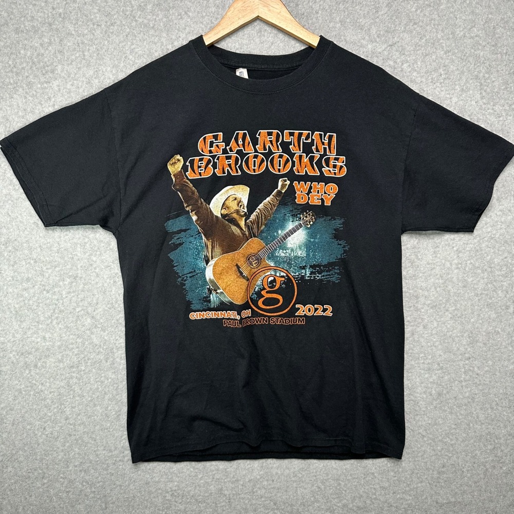 Garth Brooks 2022 Stadium Tour Cincinnati Who Dey T-Shirt Large‎ Black Concert